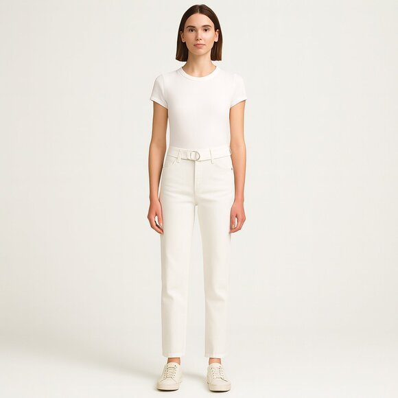 NWT 7 For All Mankind Straight Leg White Jeans Size 24 - Picture 1 of 9